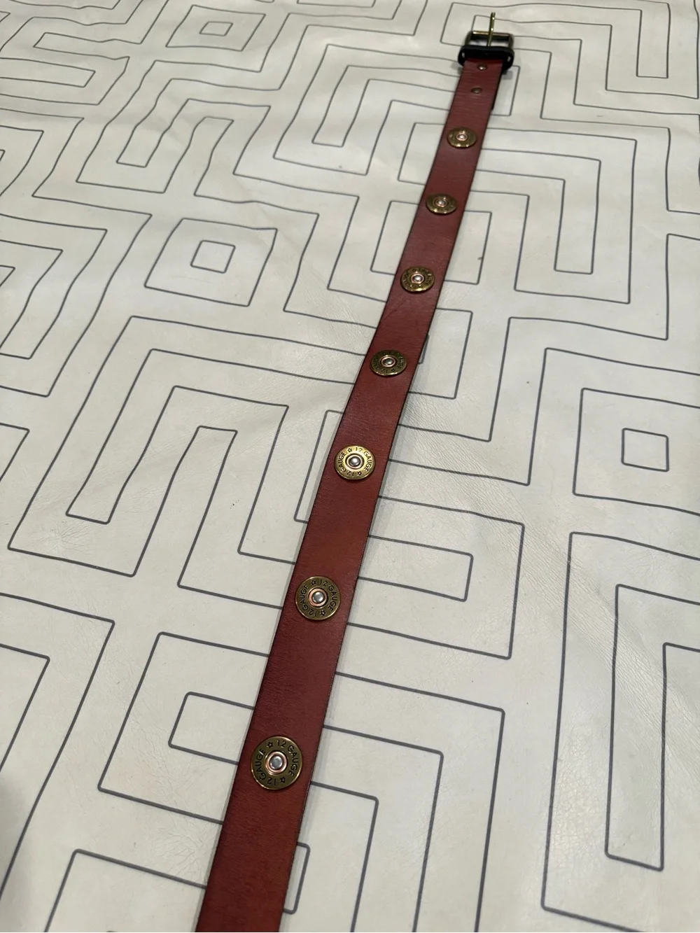 Nocona Brown Leather Belt with Brass Stud Accents